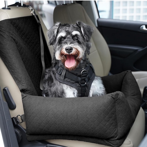 Dog Car Seat For Small Dogs Up To 30 Lbs - Memory Foam Comfort With 2 Safety Leashes